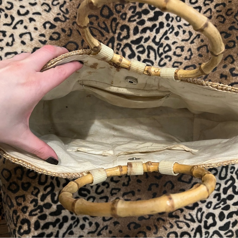 Tan Woven Tote with Ring Handle - Picture 3 of 3